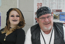 Tim Bahen pictured with another student on costumes for caring day.