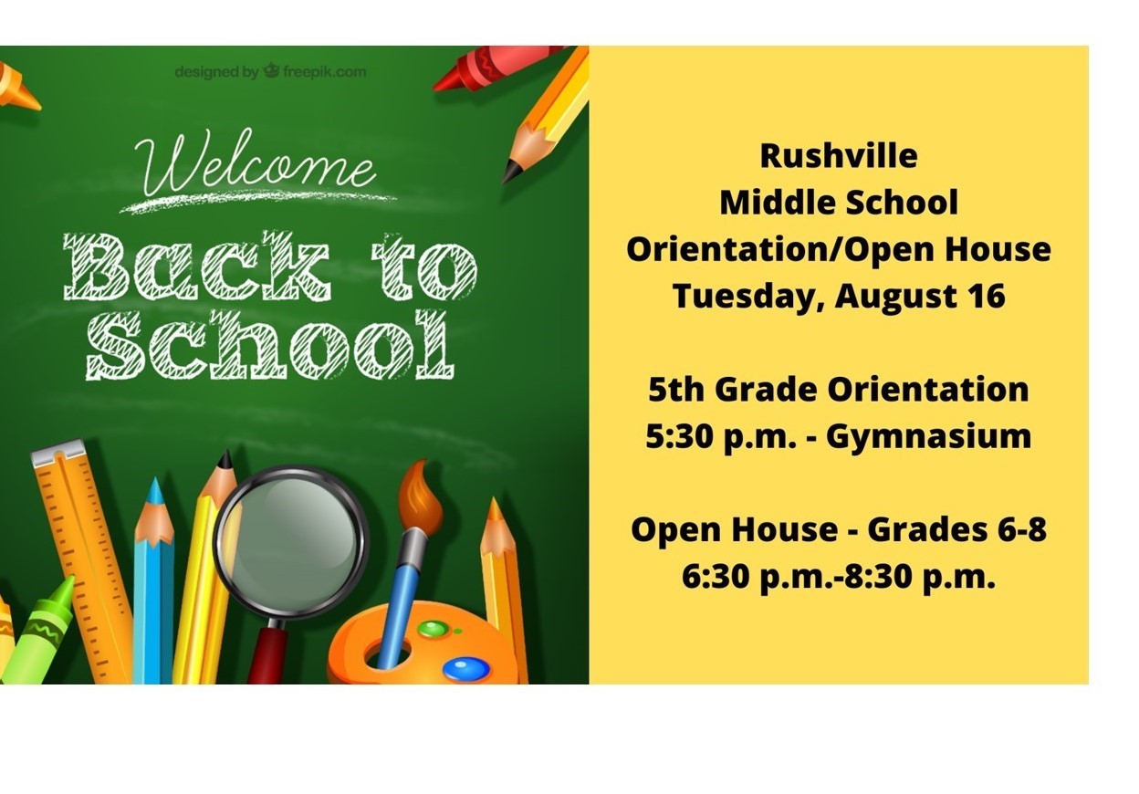 Rushville MS Open House 8/16 - 5:30-8:30 p.m.