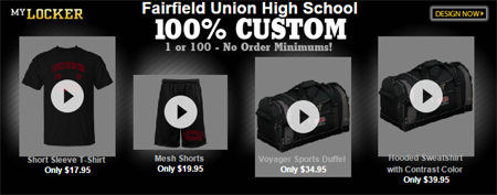 Fairfield Union High School 100% Custom Apparel ad